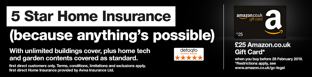 5 Star home insurance - 25 pound Amazon.co.uk Gift Card* when you buy before 28 February 2019 - Resitrctions apply, see www.amazon.co.uk/gc-legal